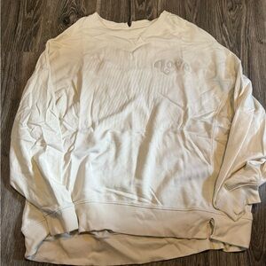 Aerie White Crewneck Sweater Soft Cotton Ribbed